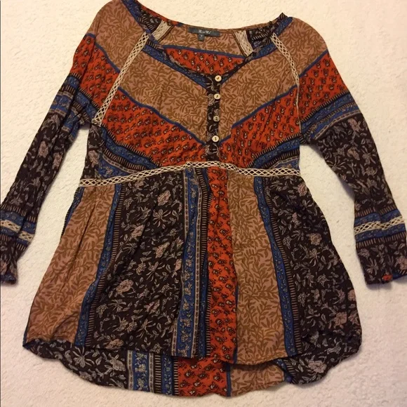 Miss Me / Boho funky Print Shirt size M - Picture 1 of 3